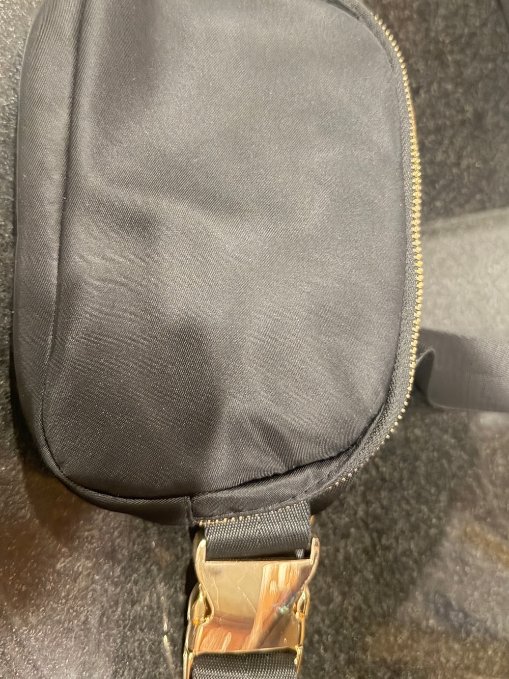 Black Crossbody Sling Bag with Gold Hardware